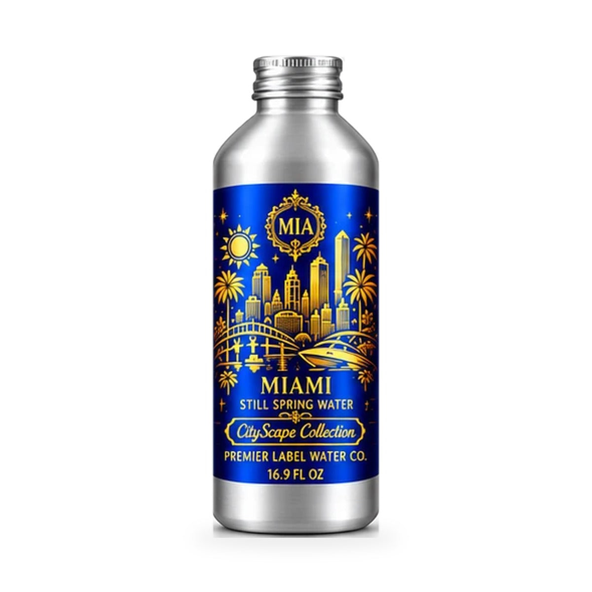 CityScape Miami 16 oz aluminum bottle, Signature Label