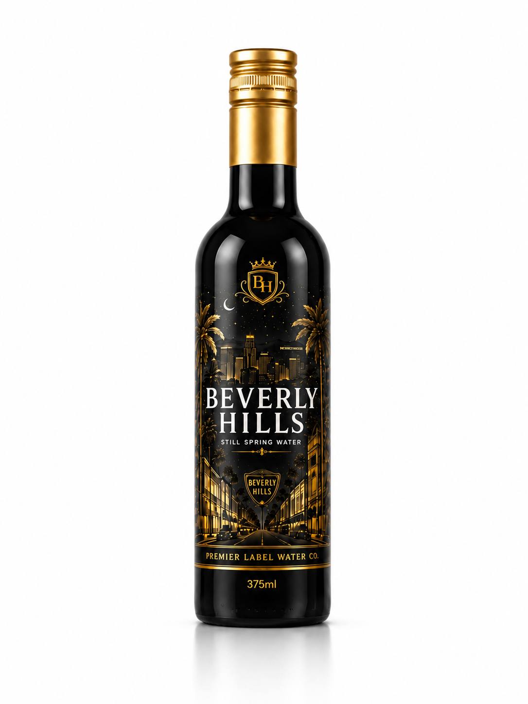 CityScape Beverly Hills 375 ml matte black glass bottle