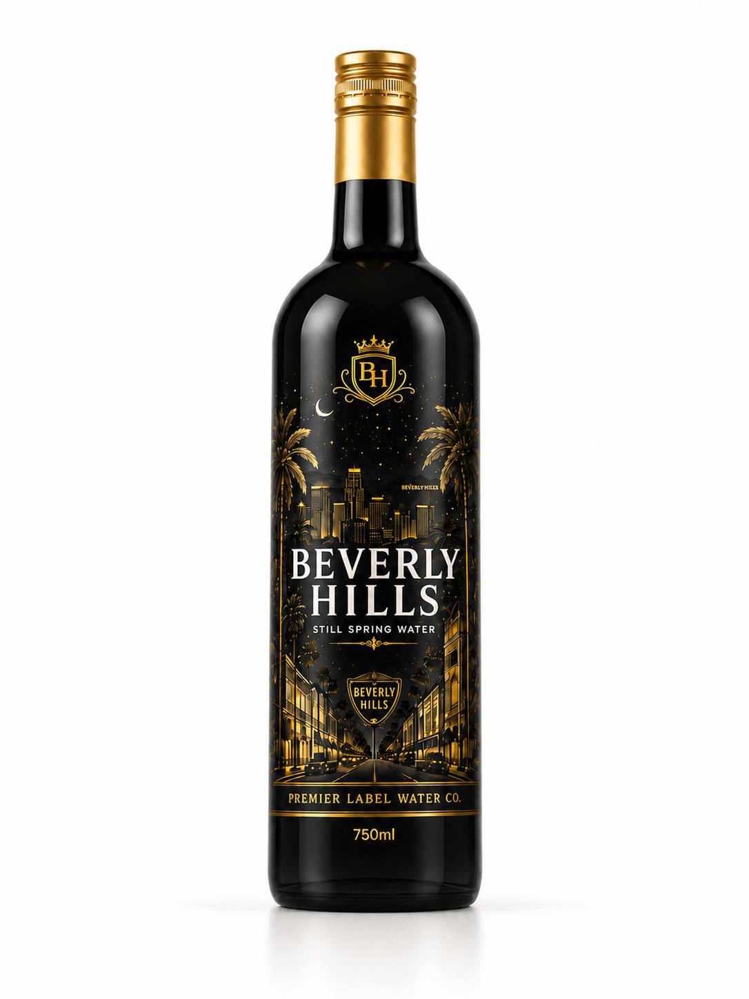 CityScape Beverly Hills 750 ml matte black glass bottle