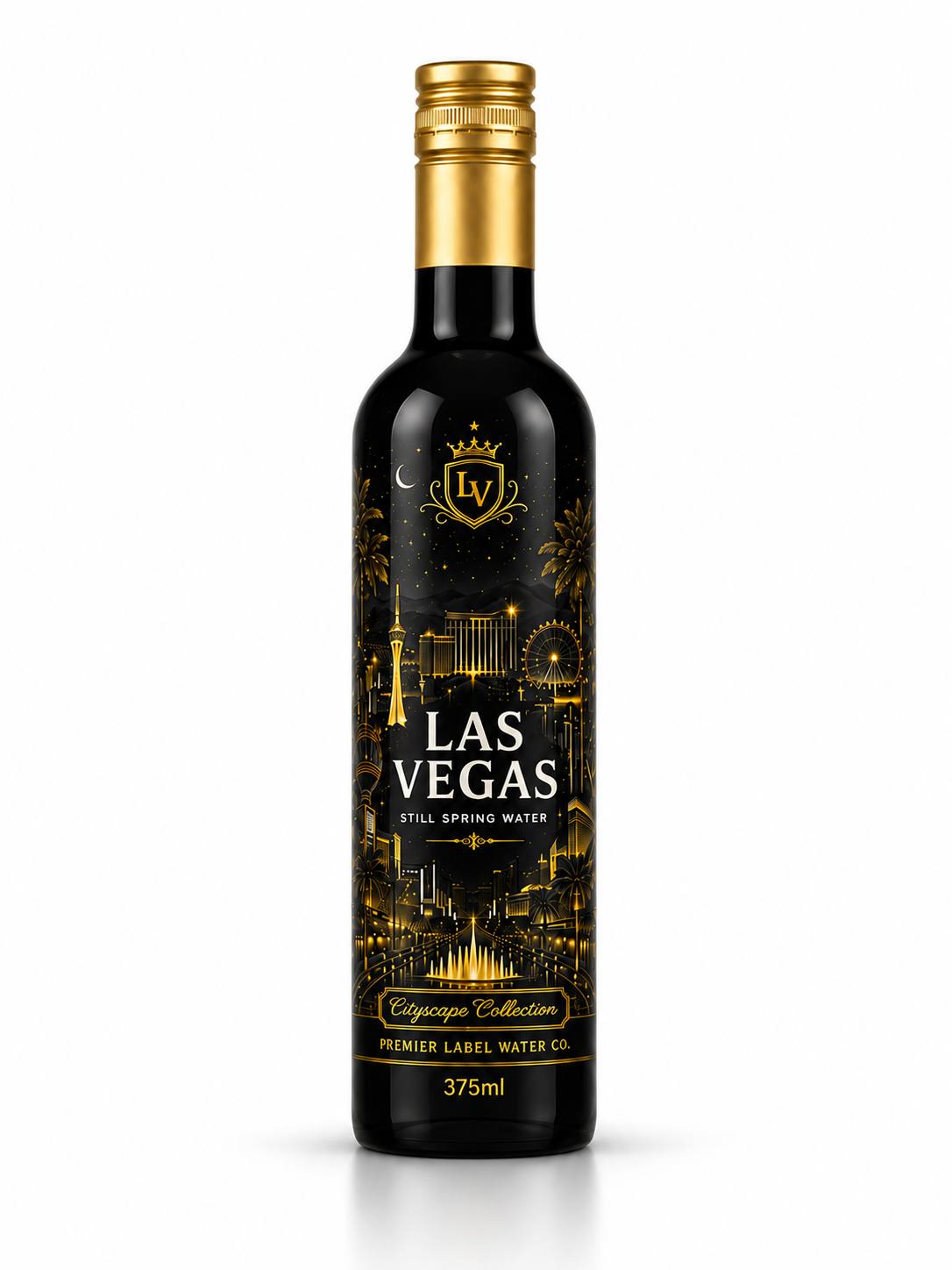 CityScape Las Vegas 375 ml matte black glass bottle