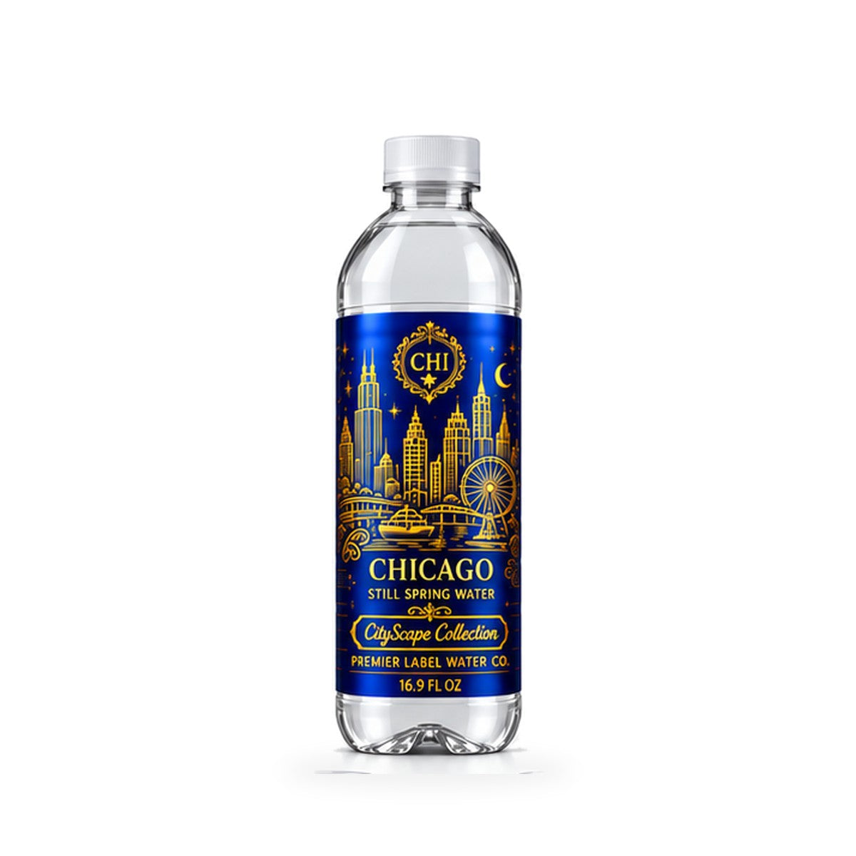 CityScape Chicago PET bottle, Blue Label